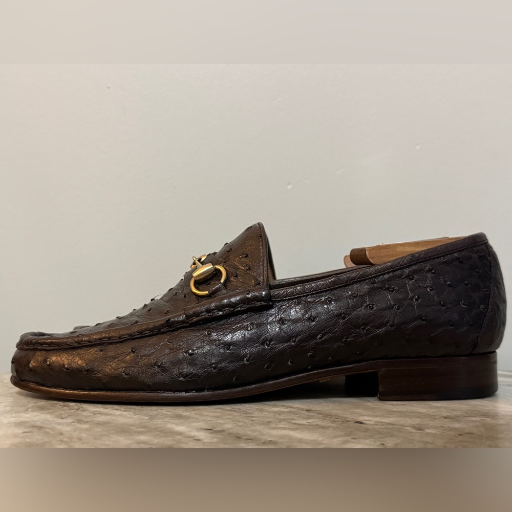 GUCCI CLASSIC HORSEBIT OSTRICH LOAFERS BROWN 1953 sz 10D EXOTIC JORDAAN - Picture 4 of 10